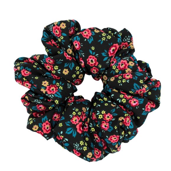 Bohemian Scrunchie, Large Tiny Flower Boho Print Scrunchie - Picture 3 of 3